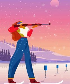 Biathlon Woman Shooting Diamond Painting