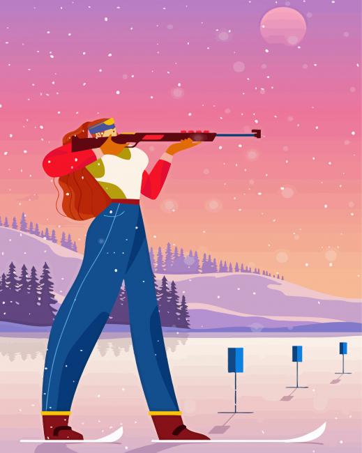 Biathlon Woman Shooting Diamond Painting