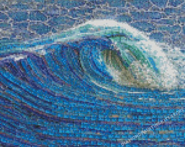 Blue Mosaic Wave Diamond Painting