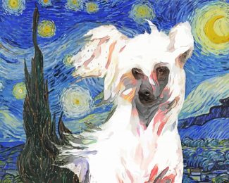Chinese Crested Dog Starry Night Diamond Painting