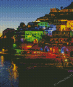 Colorful Amalfi Coast Night Diamond Painting