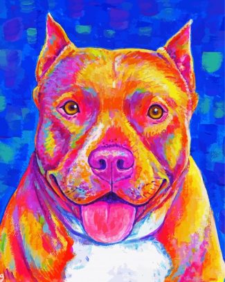 Colorful Pit Bull Dog Diamond Painting