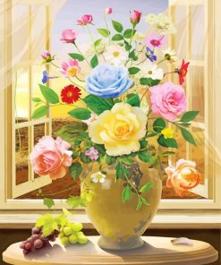 Fruits And Flowers By Window Diamond Painting