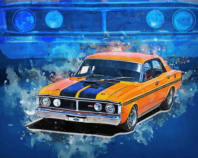 Orange Xy Ford Falcon Car Diamond Painting