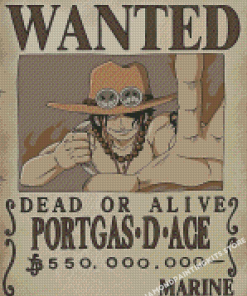 Portgas D Ace One Piece Wanted Diamond Painting