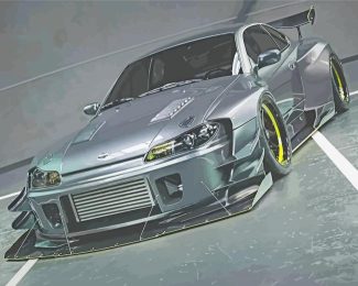 Silver Nissan Silvia S15 Diamond Painting