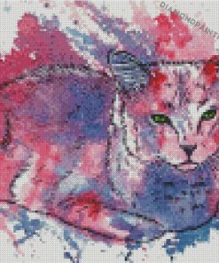 Splatter Pink And Blue Cat Diamond Painting