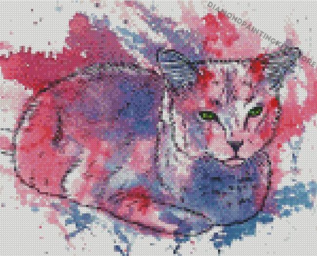 Splatter Pink And Blue Cat Diamond Painting