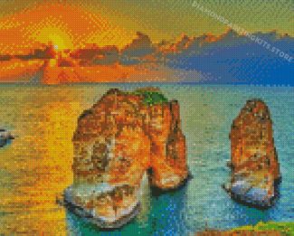 Sunset Raouche Rocks Diamond Painting