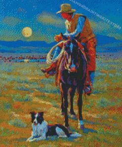 The Western Cowboy And Dog Diamond Painting
