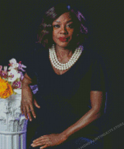 Viola Davis Wearing Black Diamond Painting