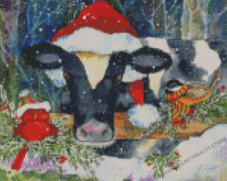 Winter Christmas Cow Diamond Painting