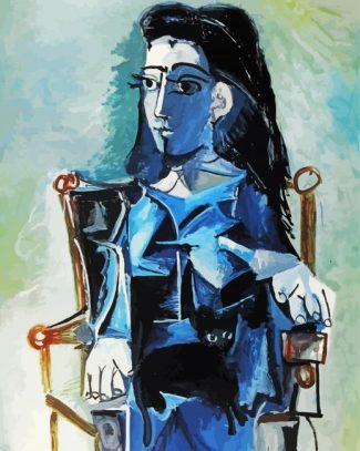 Abstract Woman In Chair With Cat Diamond Painting