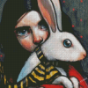 Aesthetic Girl With Rabbit Art Diamond Painting
