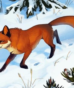 Aesthetic Fox In Snow Art Diamond Painting