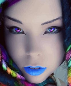 Asian Lady With Blue Lips Diamond Painting