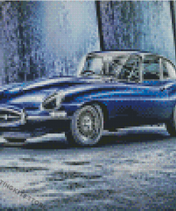 Blue Jaguar E Type Car Diamond Painting