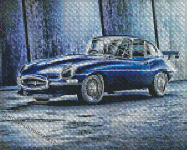 Blue Jaguar E Type Car Diamond Painting