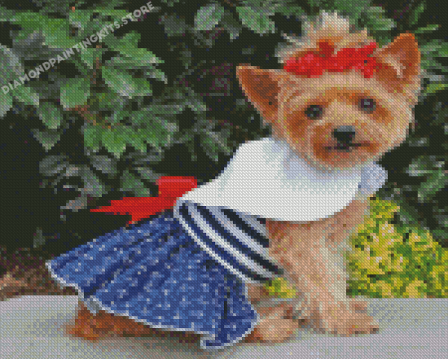 Cute Puppy In Dress Diamond Painting
