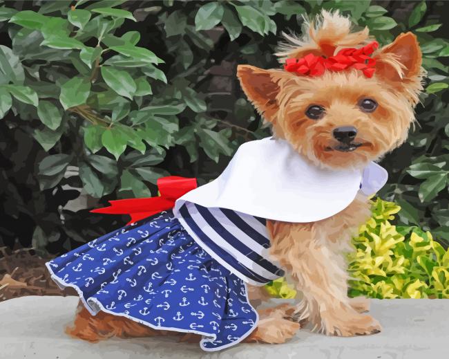 Cute Puppy In Dress Diamond Painting