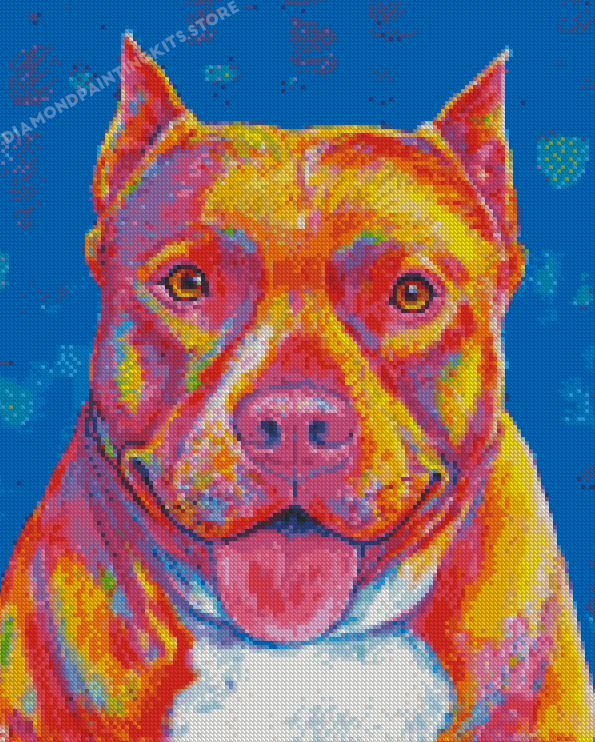 Colorful Pit Bull Dog Diamond Painting