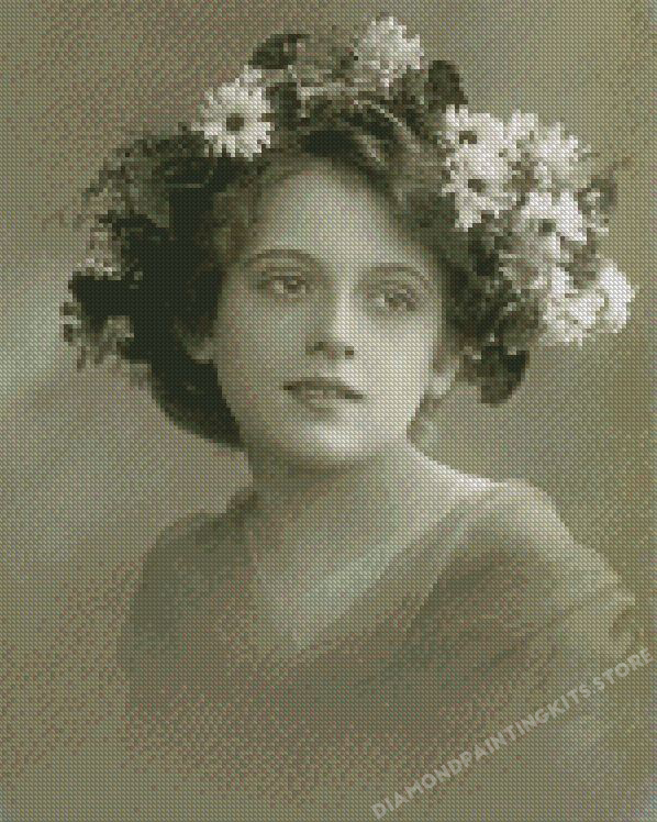 Vintage Lady With Flowers In Hair Diamond Painting