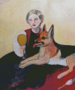 Woman And Her Dog Diamond Painting