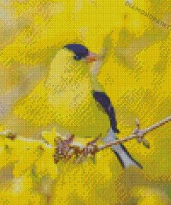 Yellow Bird And Yellow Flower Diamond Painting