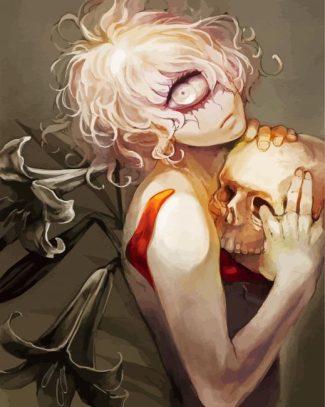 Anime Girl With Skull Diamond Painting