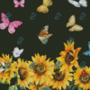Butterflies On Sunflowers Diamond Painting