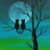 Cats Sitting On Branch Of Tree Diamond Painting