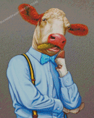 Classy Cow Wearing Suit Diamond Painting
