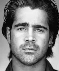 Close Up Black And White Colin Farrell Diamond Painting