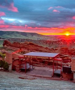 Colorado Red Rocks Park And Amphitheatre At Sunset Diamond Painting