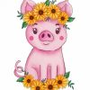 Cute Baby Pig With Sunflowers Diamond Painting