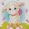 Cute Lamb In Pink Ribbon Diamond Painting