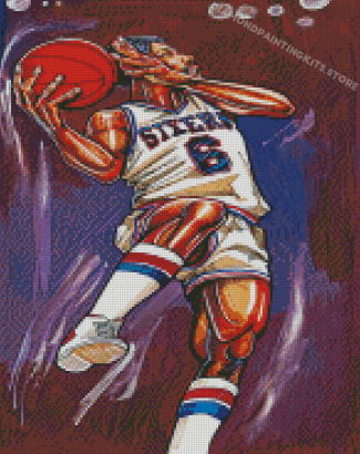 Dr J Basketball Player Art Diamond Painting