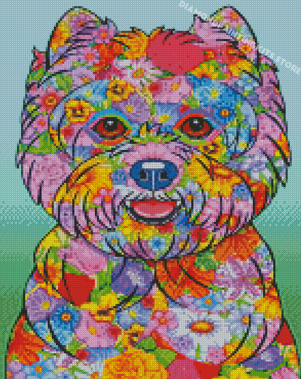 Floral Colourful Westie Diamond Painting