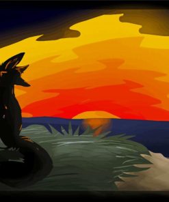 Fox Silhouette At Sunset Diamond Painting