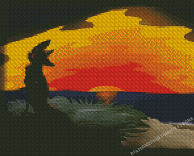 Fox Silhouette At Sunset Diamond Painting