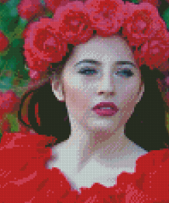 Girl And Red Rose Diamond Painting