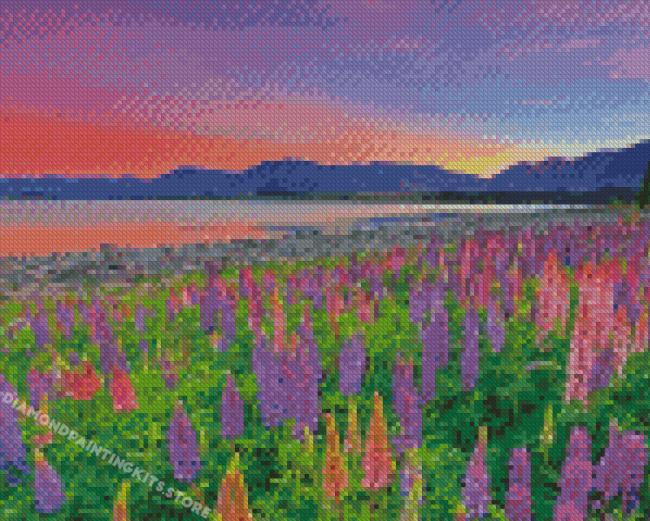Lake Tekapo With Pink Sunset View Diamond Painting