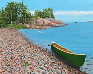 Pebble Beach And Canoe Diamond Painting