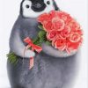 Penguin With Bouquet Of Flowers Diamond Painting