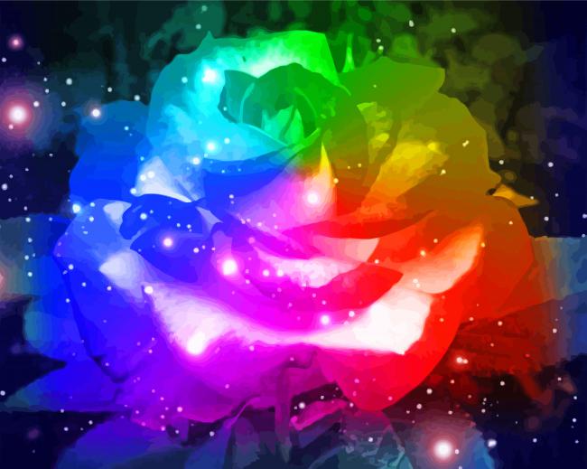 Rainbow Glowing Rose Diamond Painting