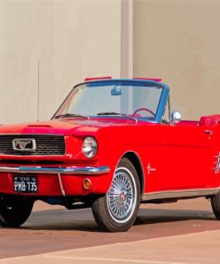 Red 66 Ford Mustang Car Diamond Painting