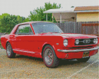 Red 66 Mustang Car Diamond Painting