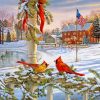 Snow Christmas Cardinals Birds Diamond Painting