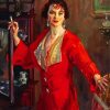 Woman In Red Dress Smoking Diamond Painting