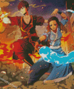 Anime Fire And Water Diamond Painting